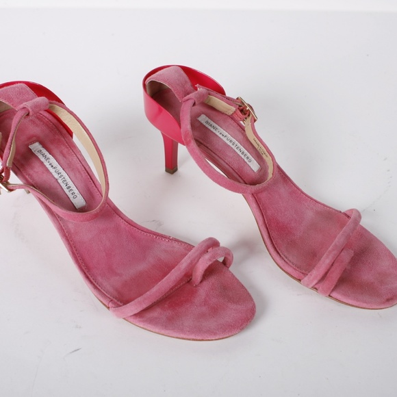 DVF pink patent sandals kitten heels size 10 M - Picture 5 of 6
